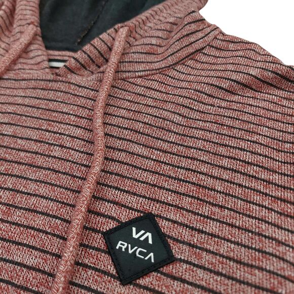 RVCA Hoodie Mens Medium Red Regular Fit Stripes Lightweight Outdoor Travel - Picture 3 of 12